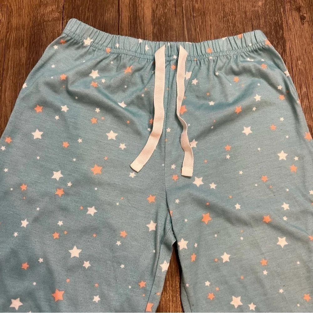 Girls Blue Stars Drawstring Button Pjs Size 10